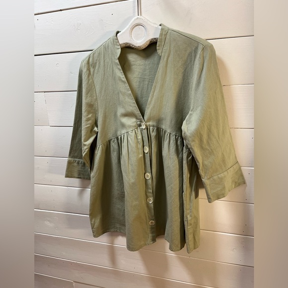 ZARA – Sage Green Button-Down Tunic Size S - Picture 5 of 10